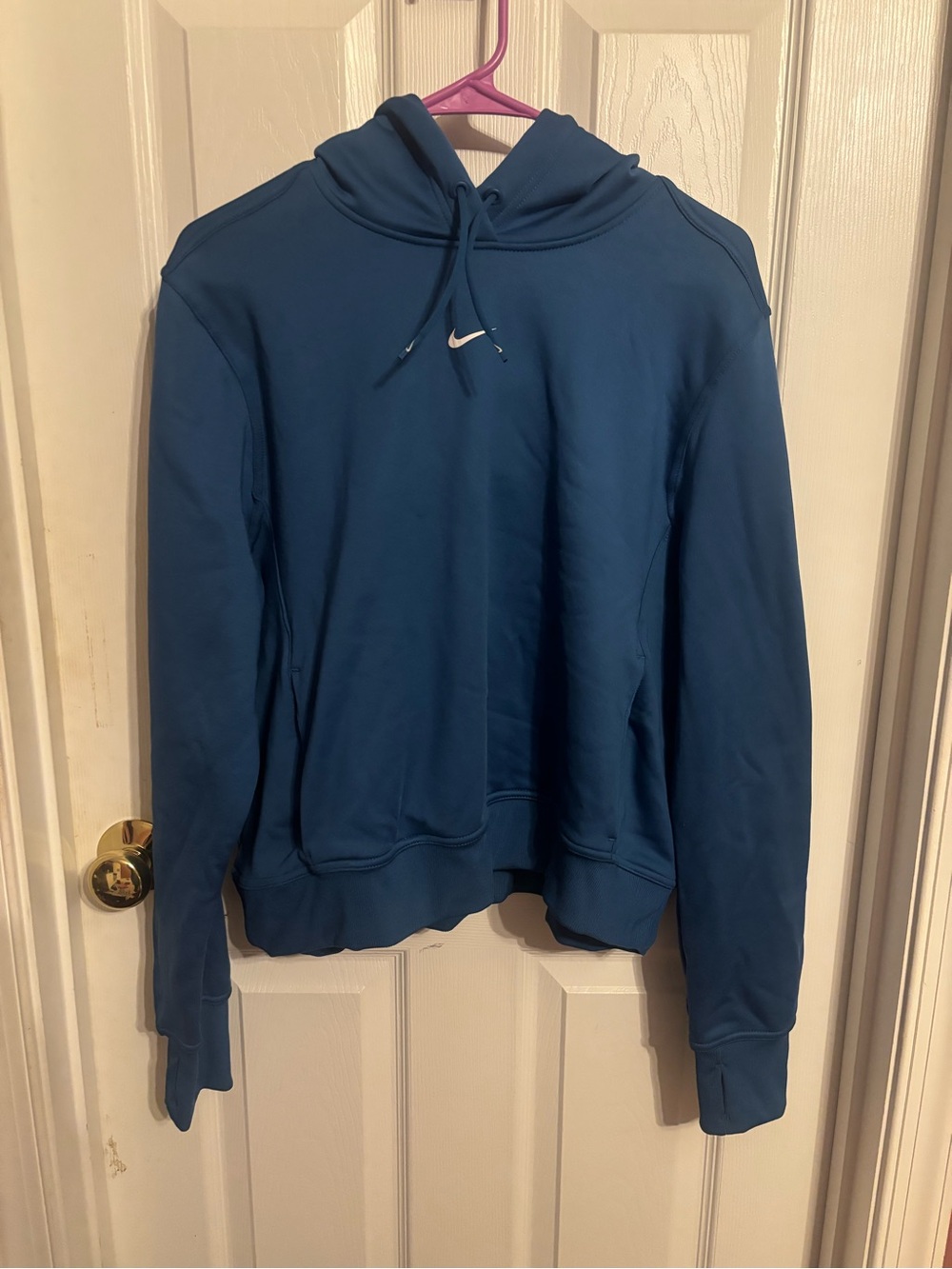 NIKE women's cropped Teal Blue Crewneck Hoodie with Swoosh